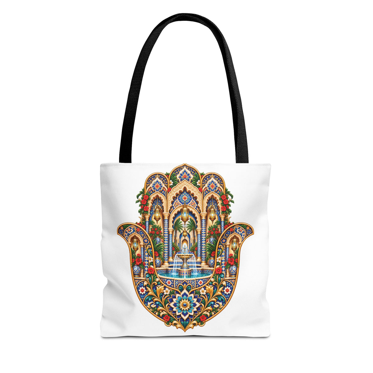 khamsa Hand Tote Bag — Ornate Moroccan-Inspired Canvas Carryall