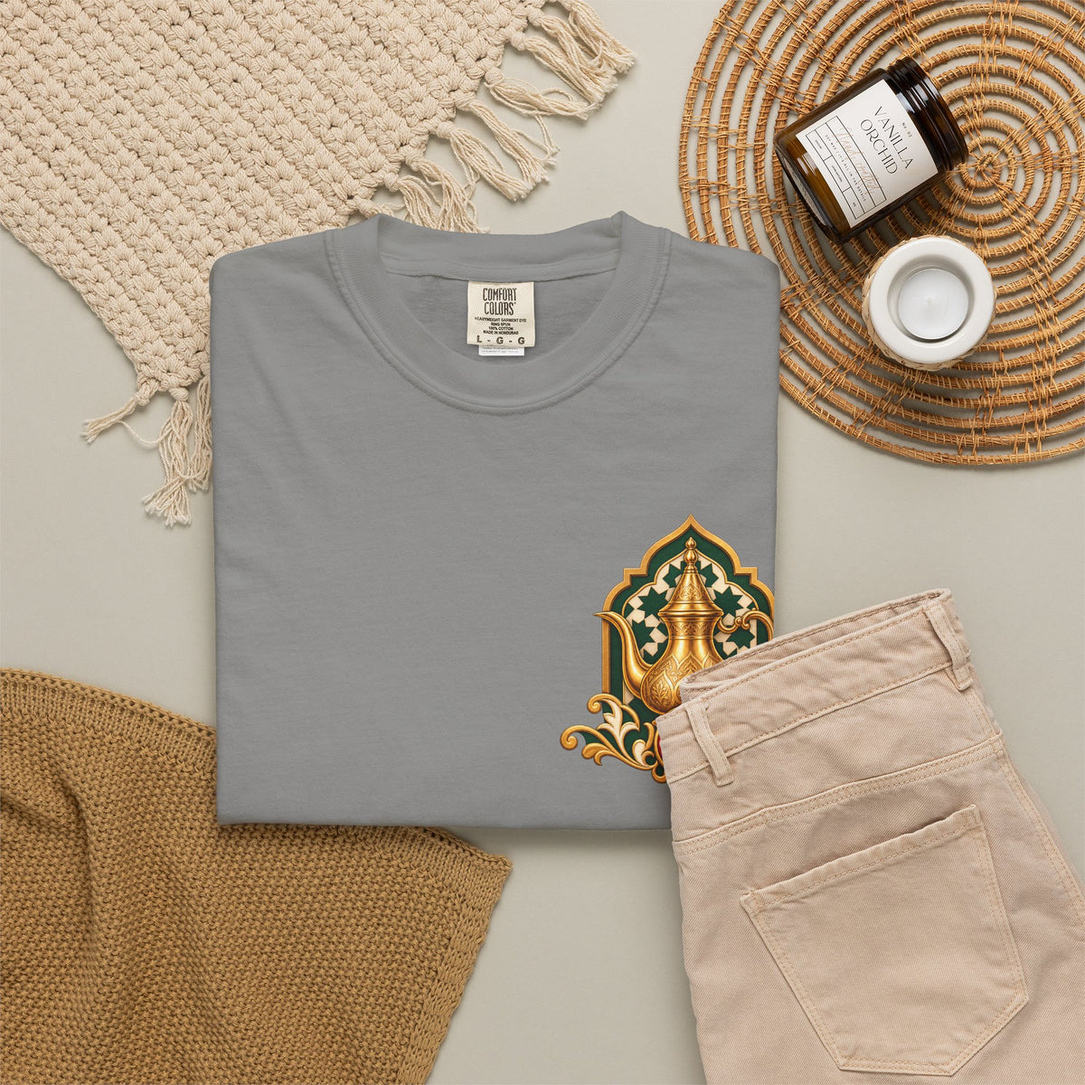 Ramadan Lantern Tea Set Tee — Islamic Crescent Iftar T-Shirt