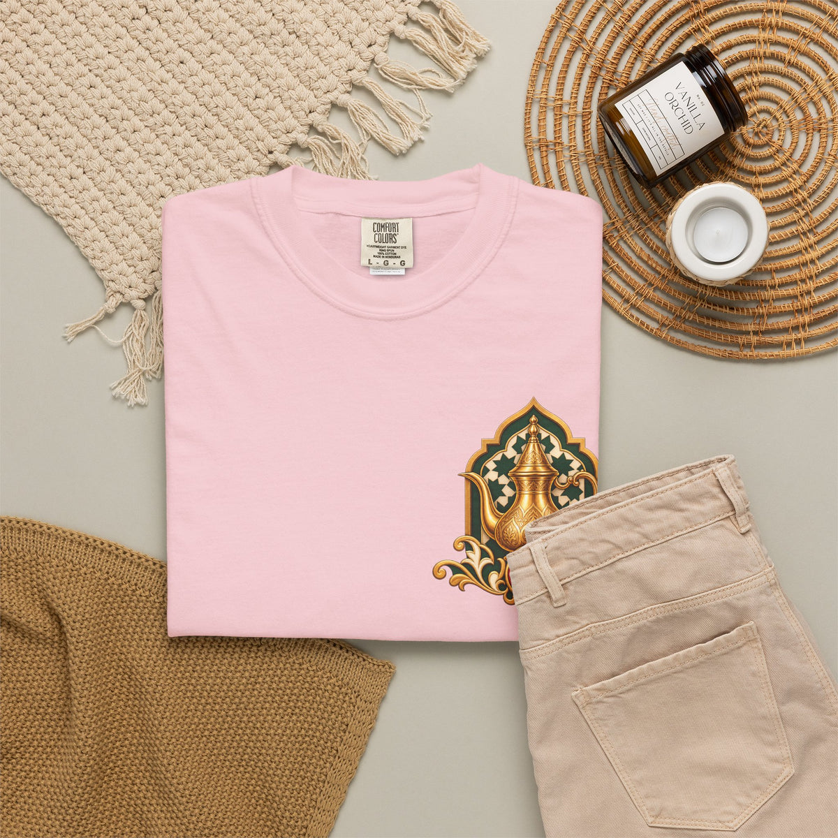 Ramadan Lantern Tea Set Tee — Islamic Crescent Iftar T-Shirt