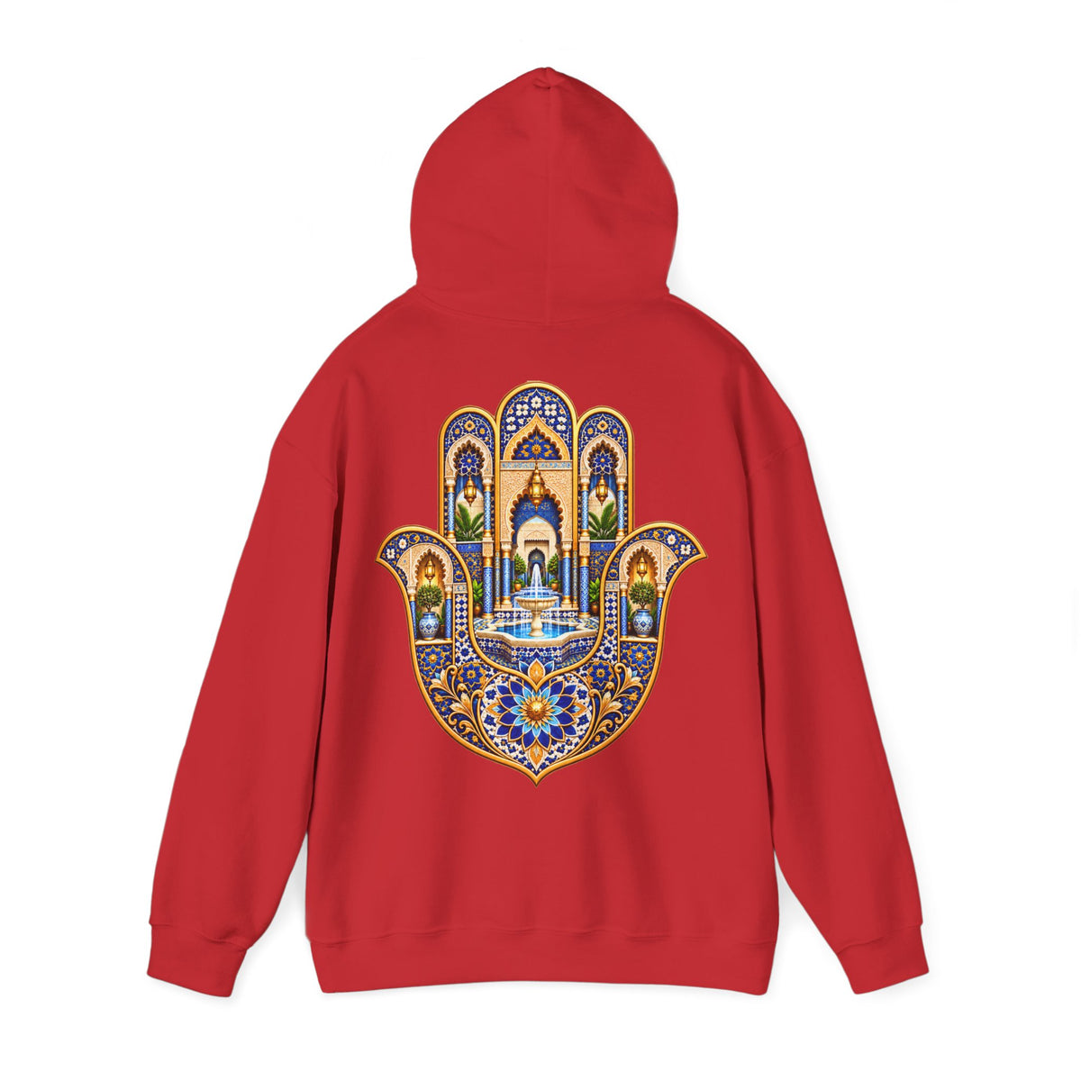 Khamsa Hand Hoodie – Ornate Moroccan Design Back Print