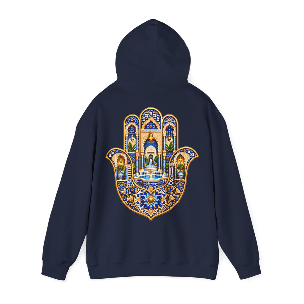 Khamsa Hand Hoodie – Ornate Moroccan Design Back Print