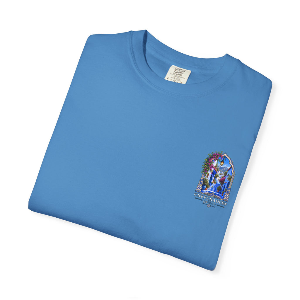 Chefchaouen Blue City T-Shirt — Moroccan Street Scene Graphic Tee