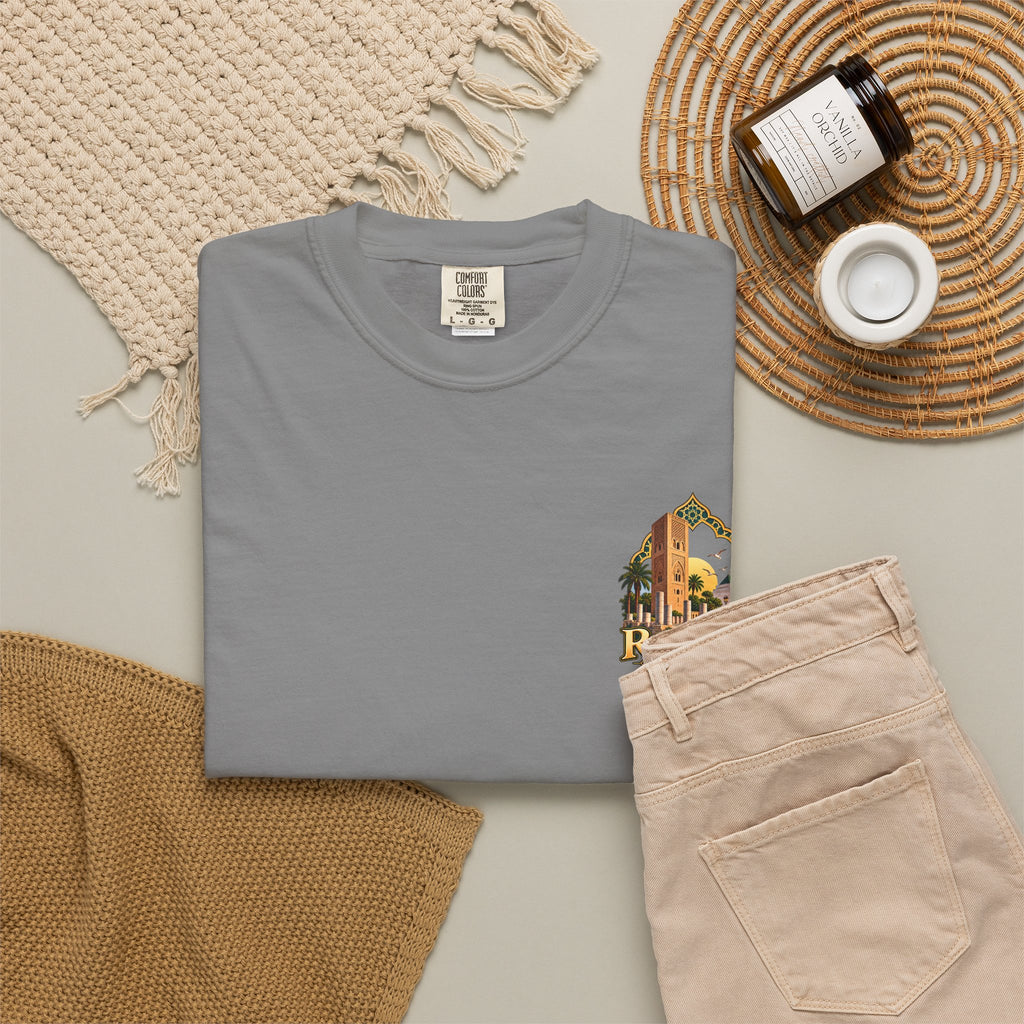 Rabat Cityscape T-Shirt — Moroccan Travel Vintage Palm & Medina Design