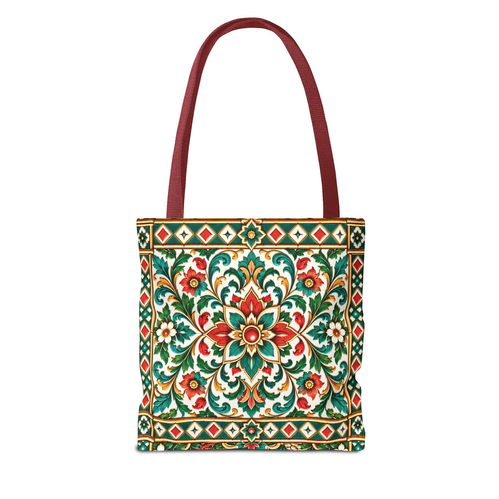 Nador Moroccan Tile Print Tote Bag — Vibrant Mediterranean Beachscape Design