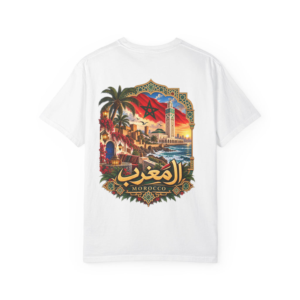 Morocco Vintage Travel T-Shirt — Moroccan Flag & Casablanca Skyline Tee
